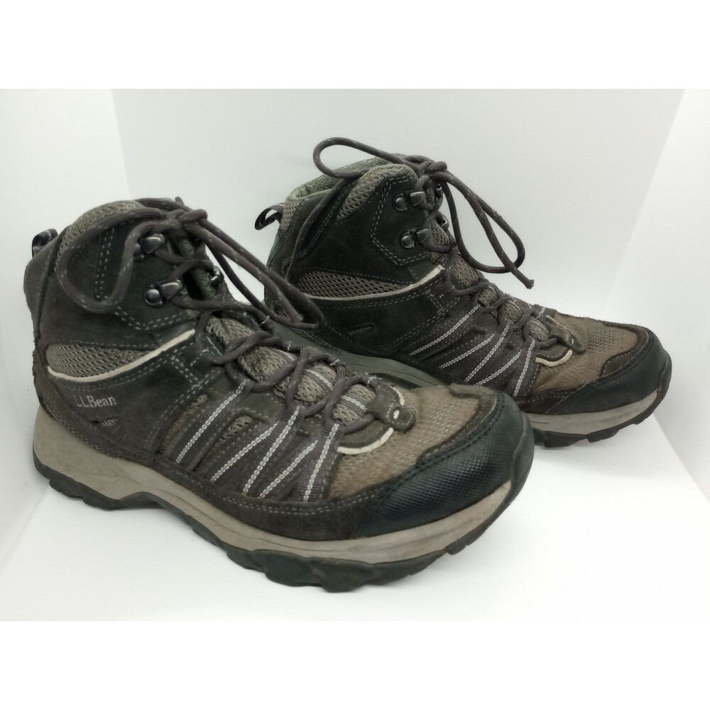 LL Bean Hiking Boots Mens 9 M Black/Gray Suede Trail Walking Shoes EUC